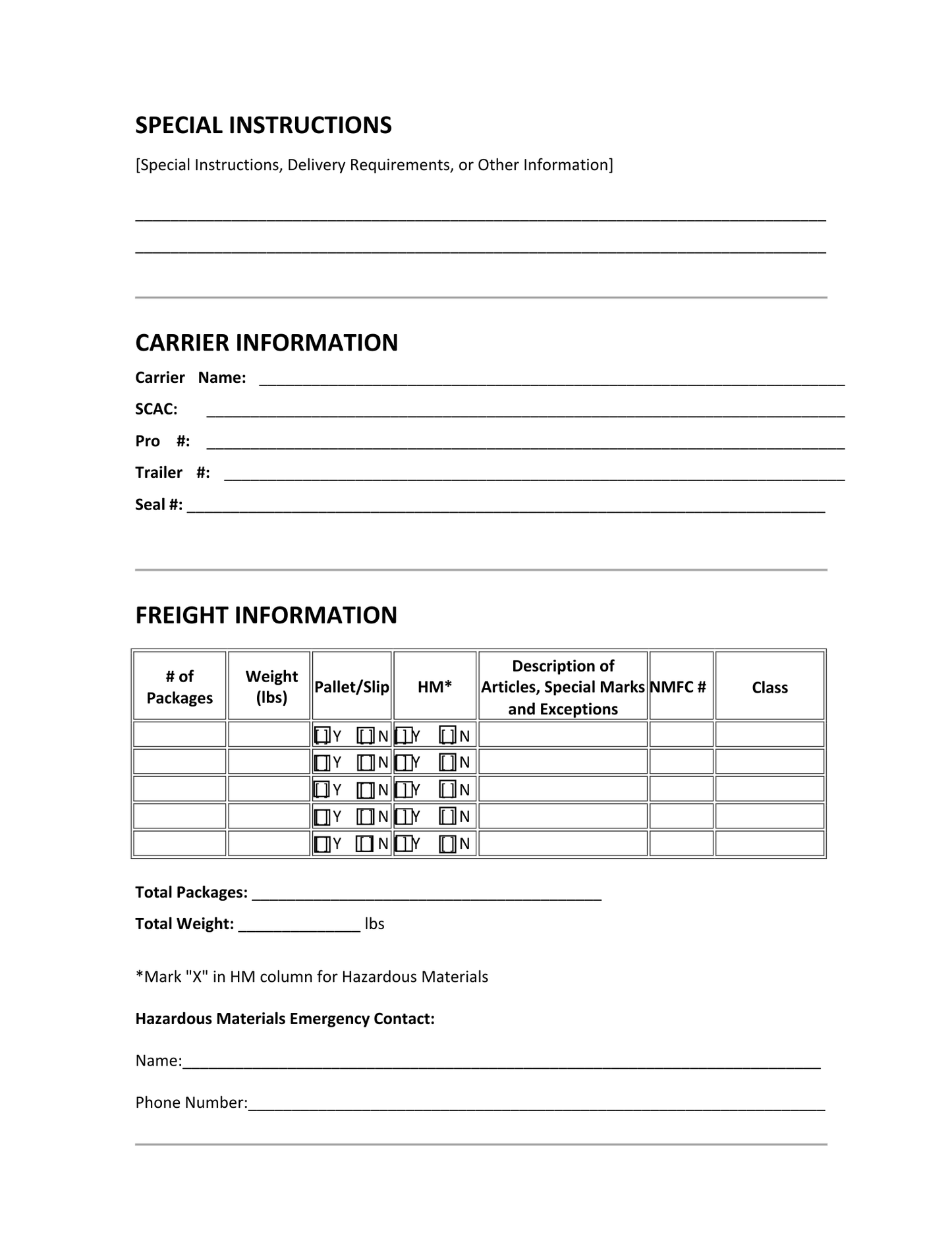 BILL OF LADING - BROWN GIRL ESSENTIALS