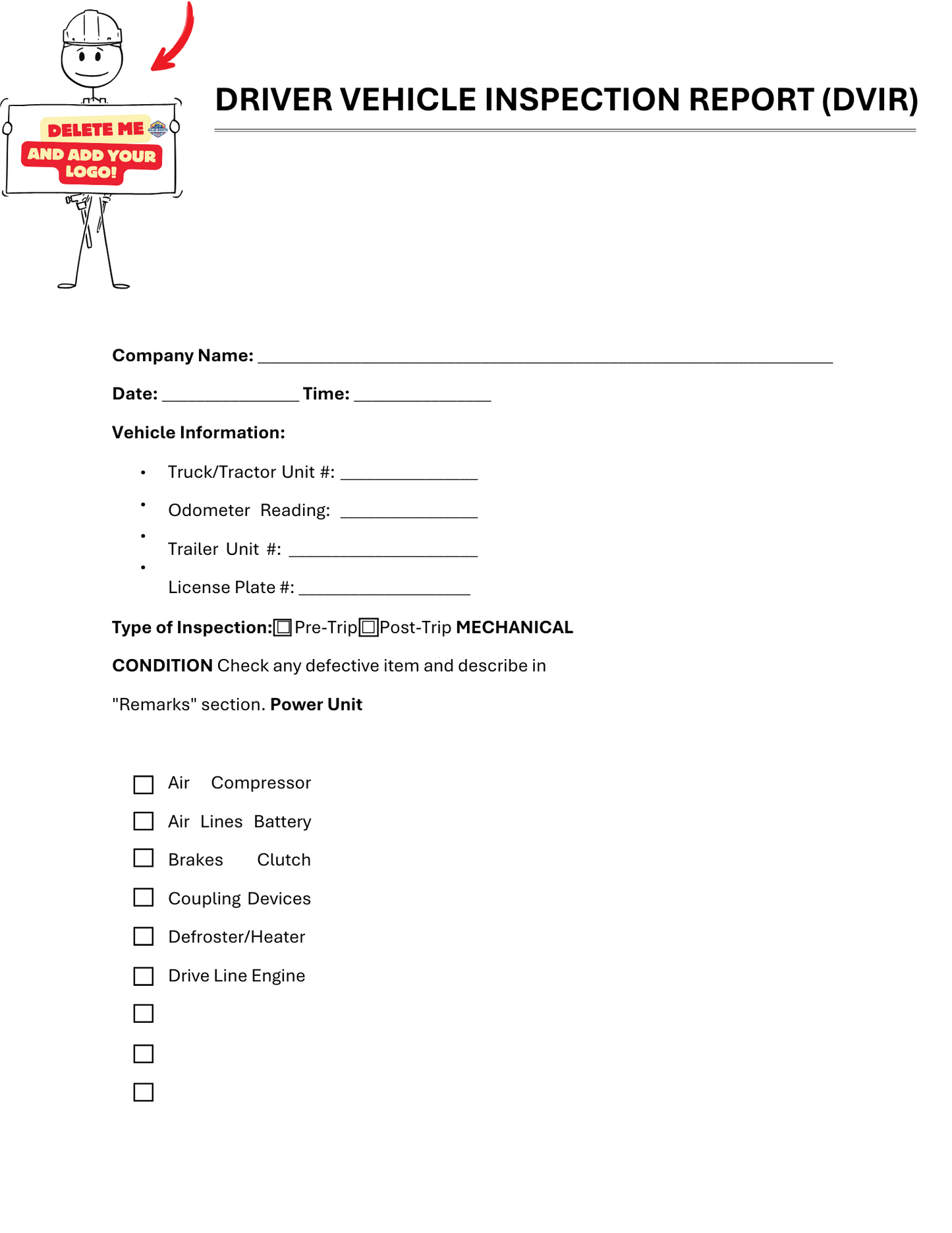 Driver Vehicle Inspection Report (DVIR) - BROWN GIRL ESSENTIALS