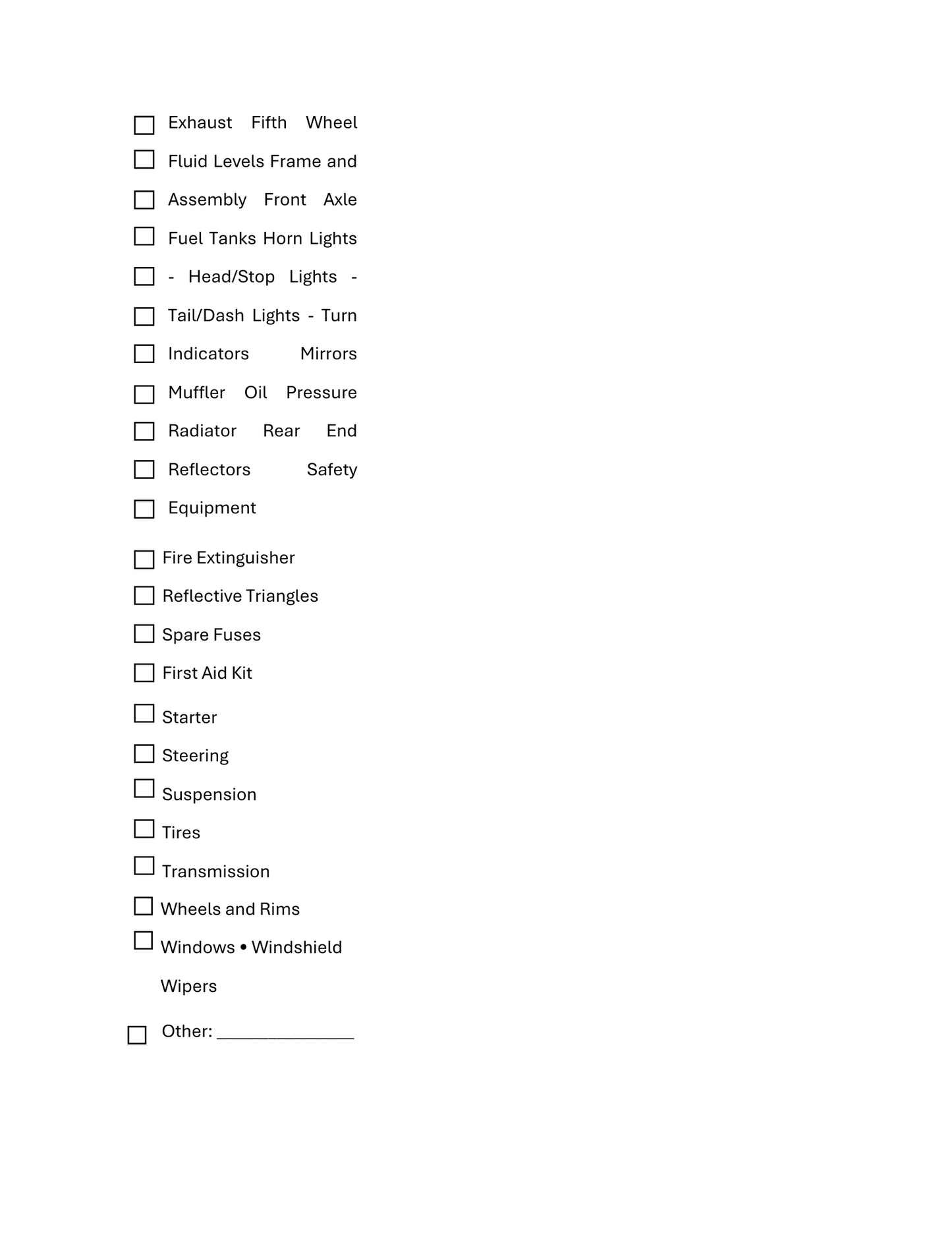 Driver Vehicle Inspection Report (DVIR) - BROWN GIRL ESSENTIALS