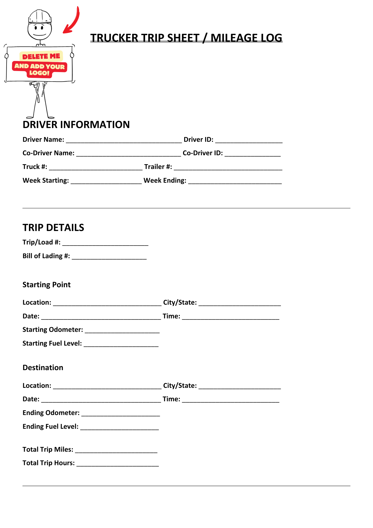 TRUCKER TRIP SHEET / MILEAGE LOG - BROWN GIRL ESSENTIALS