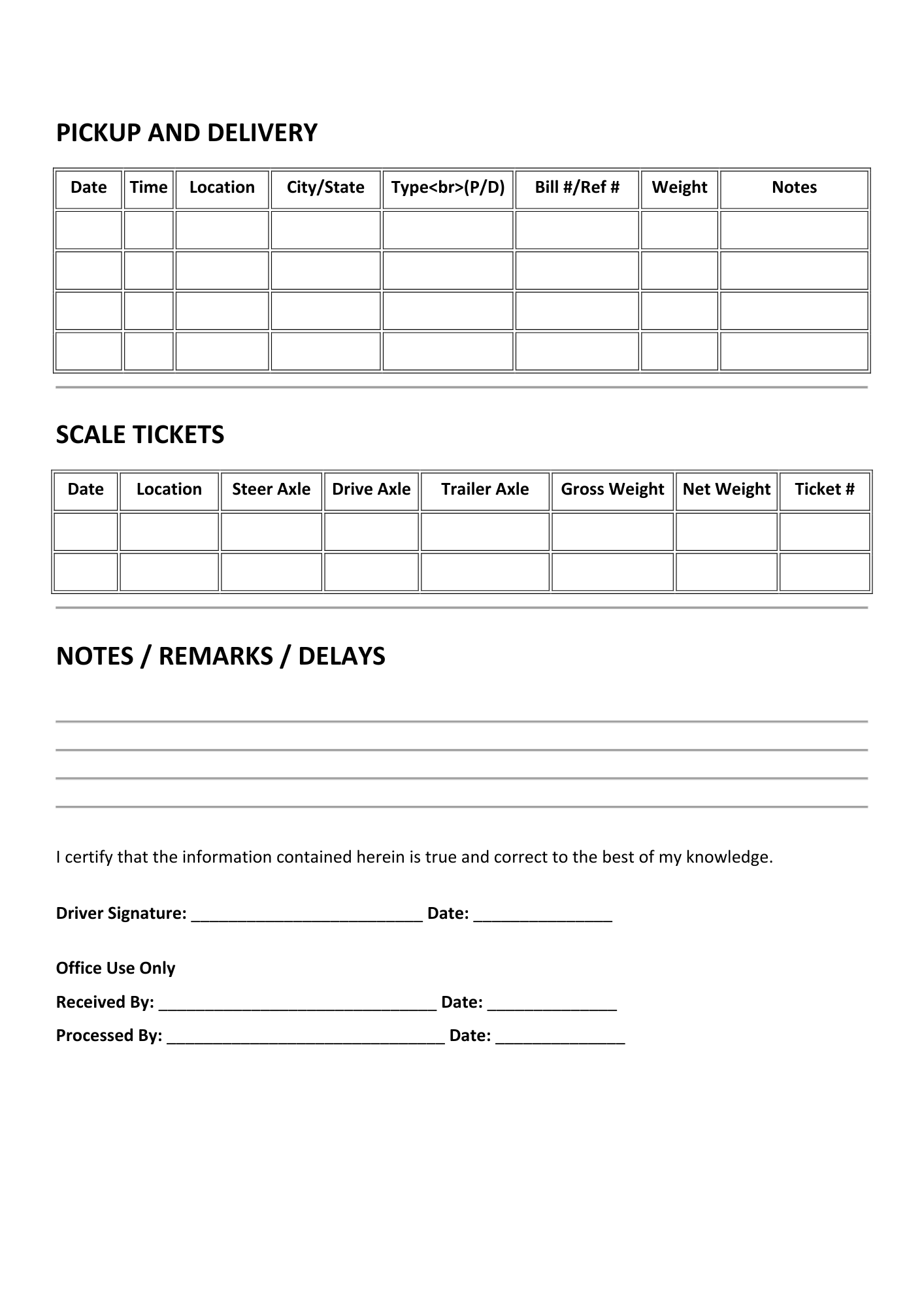TRUCKER TRIP SHEET / MILEAGE LOG - BROWN GIRL ESSENTIALS