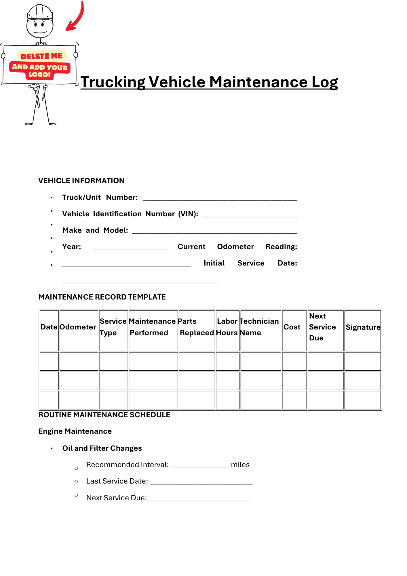 TRUCKING VECHILE MAINTENANCE LOG - BROWN GIRL ESSENTIALS