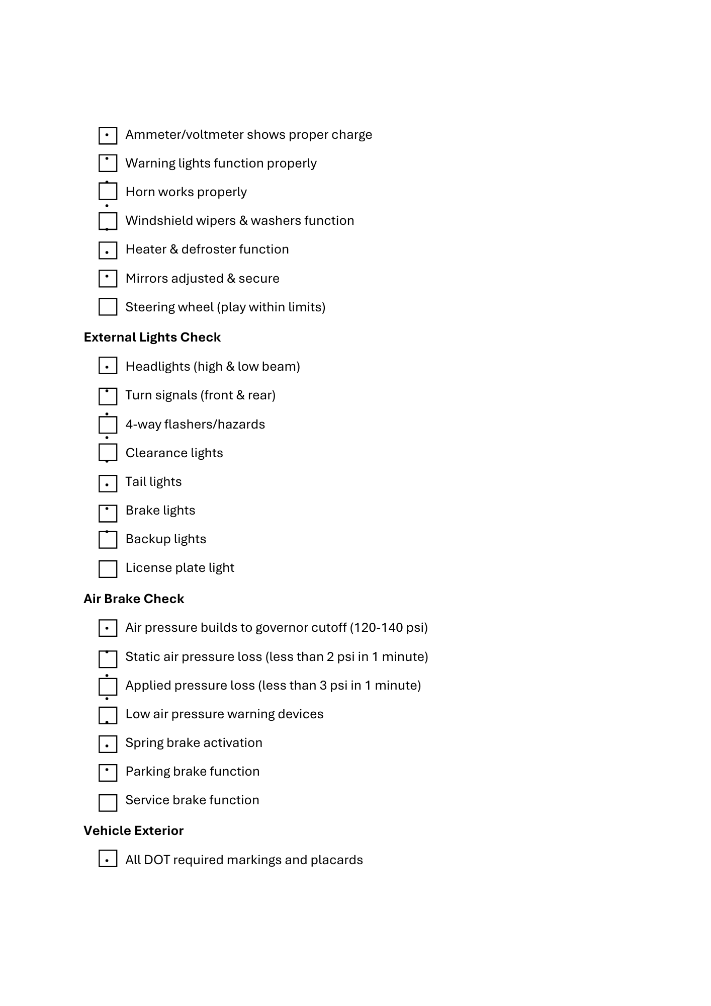 Pre-Trip & Post-Trip Inspection Checklist - BROWN GIRL ESSENTIALS