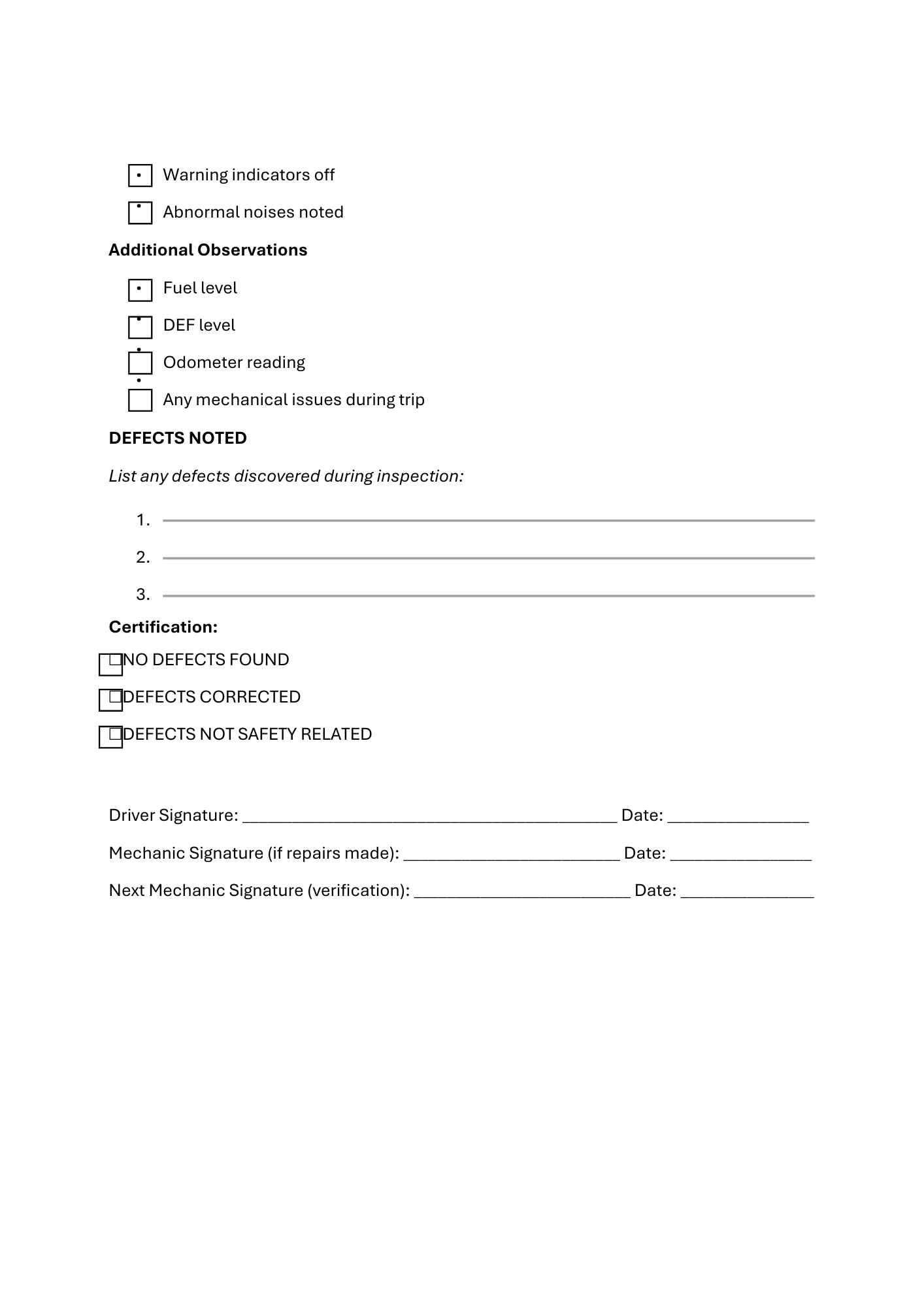 Pre-Trip & Post-Trip Inspection Checklist - BROWN GIRL ESSENTIALS
