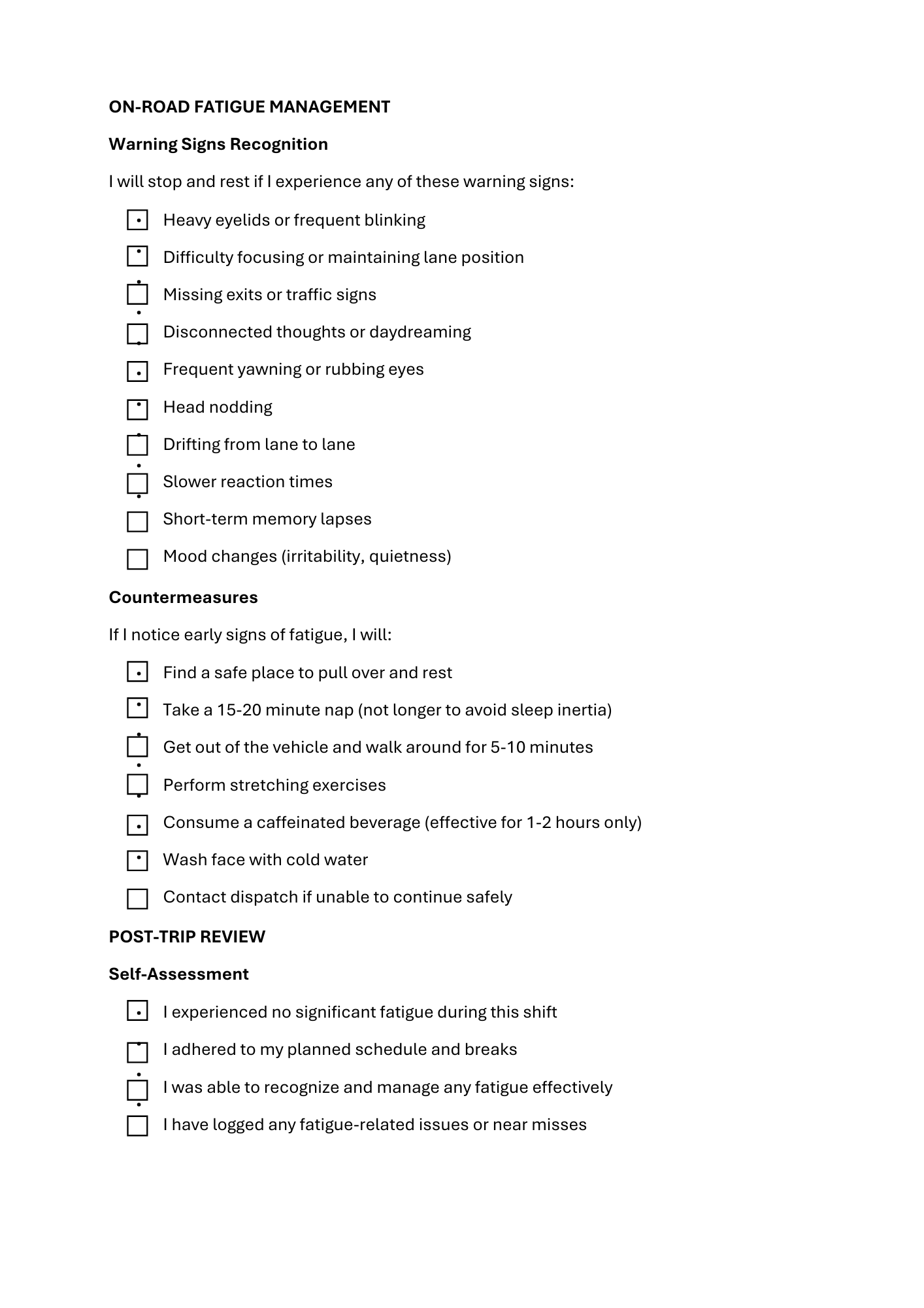 Fatigue Management Checklist - BROWN GIRL ESSENTIALS