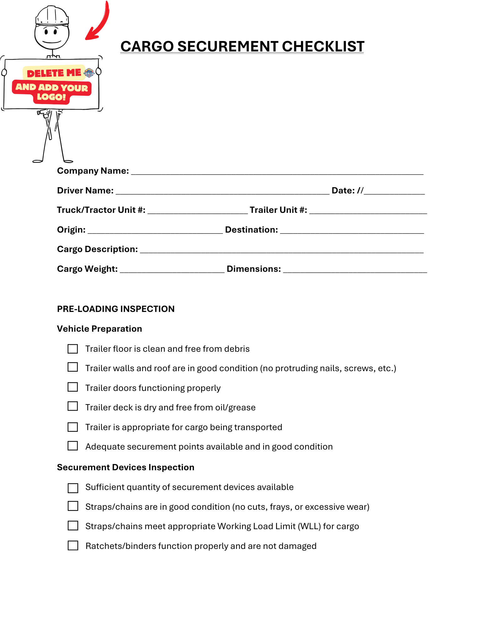 Cargo Securement Checklist - BROWN GIRL ESSENTIALS