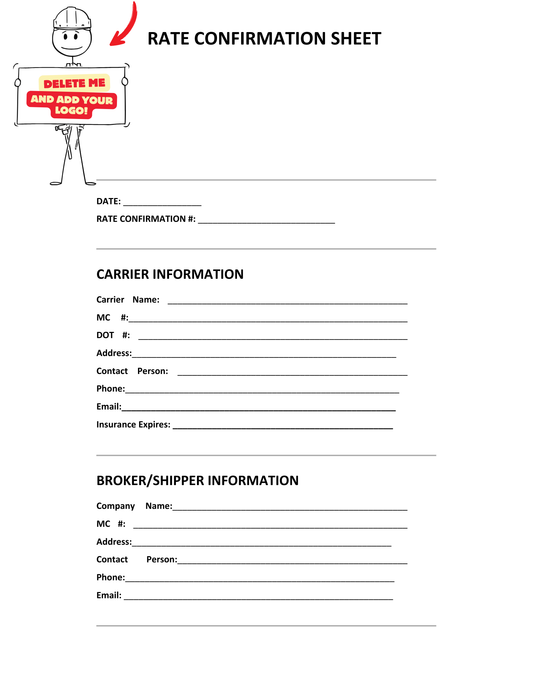 RATE CONFIRMATION SHEET - BROWN GIRL ESSENTIALS