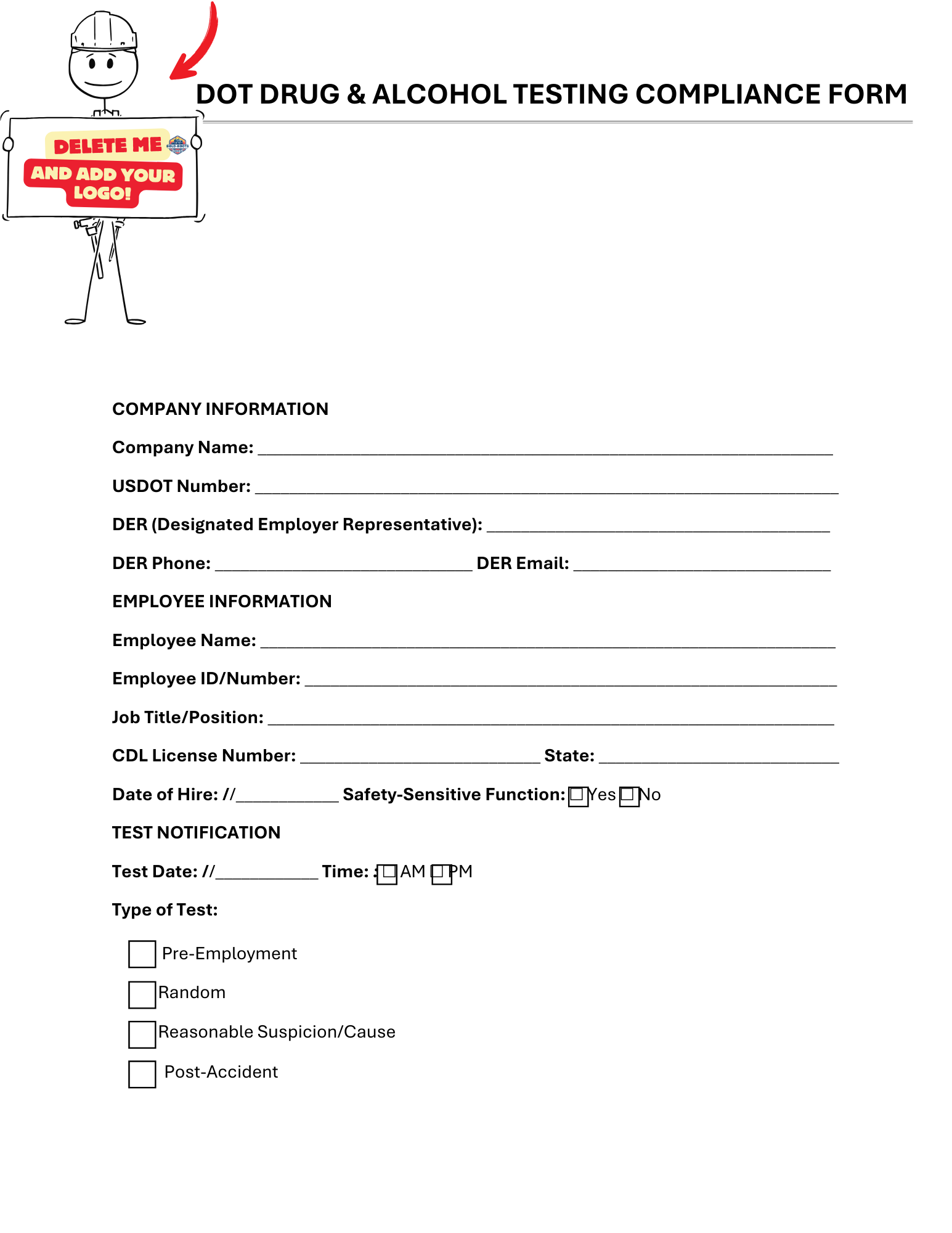 DOT Drug & Alcohol Testing Compliance Form - BROWN GIRL ESSENTIALS