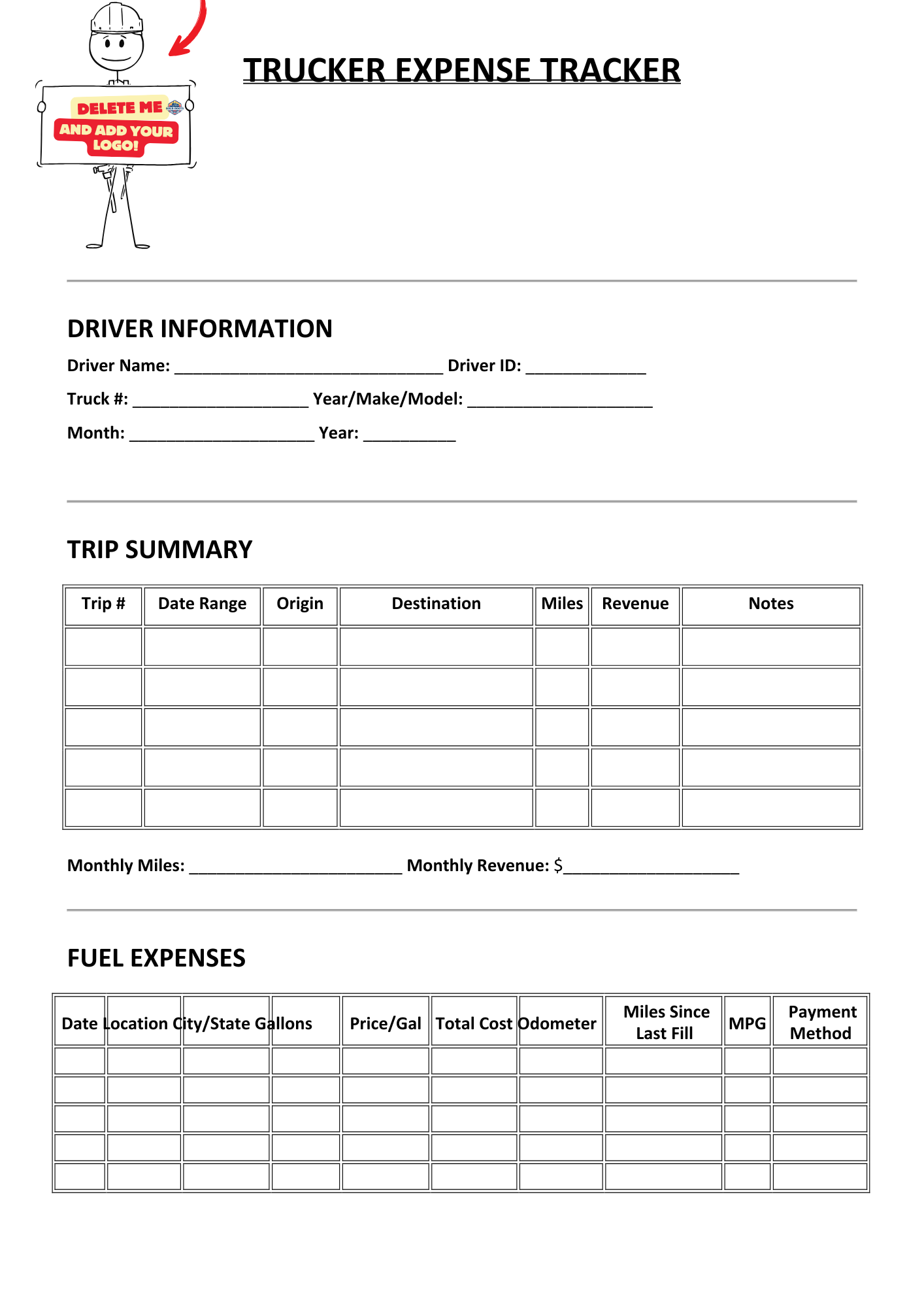 TRUCKER EXPENSE TRACKER - BROWN GIRL ESSENTIALS
