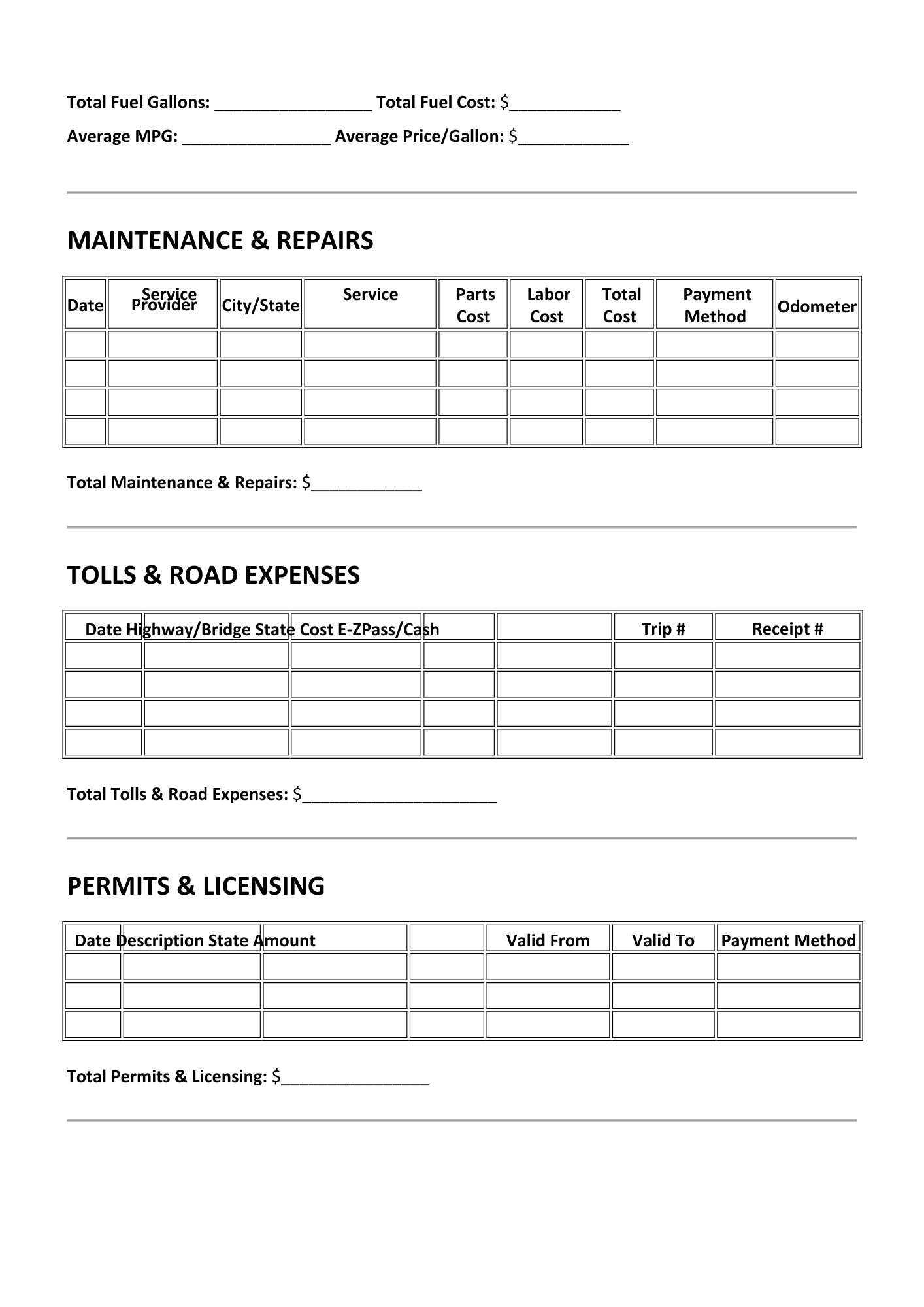 TRUCKER EXPENSE TRACKER - BROWN GIRL ESSENTIALS