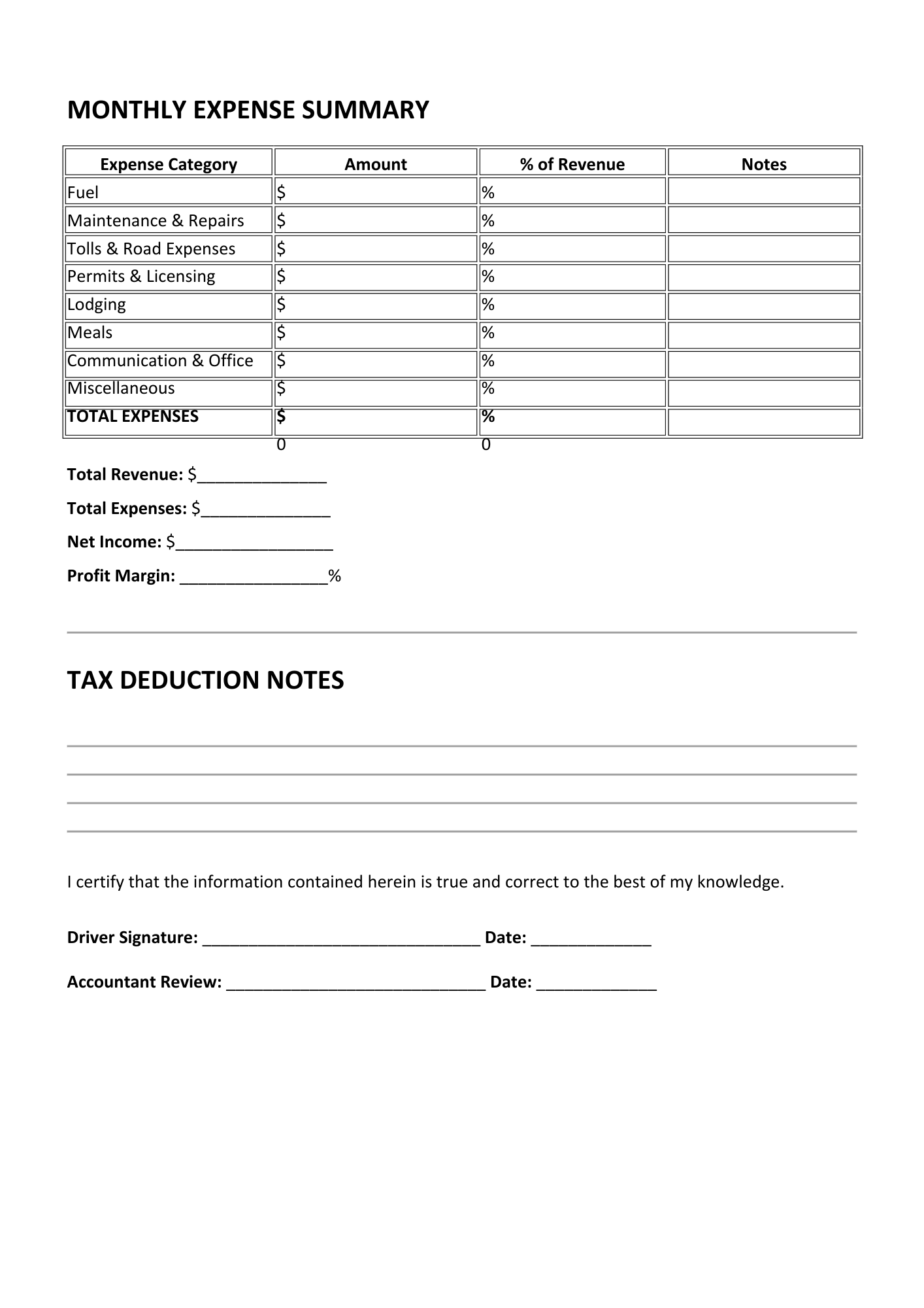 TRUCKER EXPENSE TRACKER - BROWN GIRL ESSENTIALS