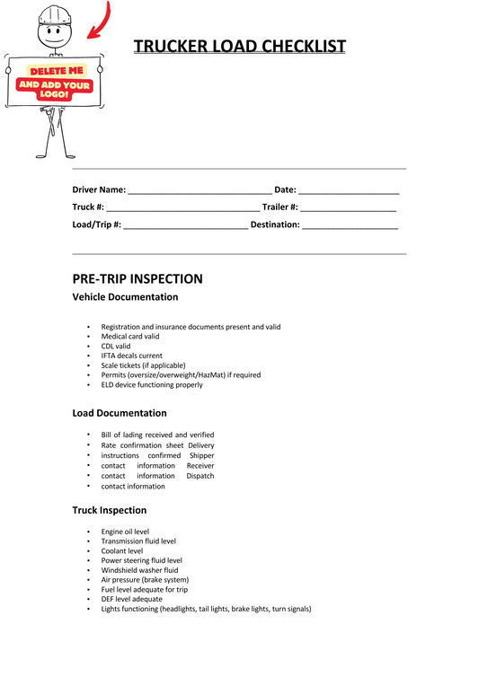 TRUCKER LOAD CHECKLIST - BROWN GIRL ESSENTIALS