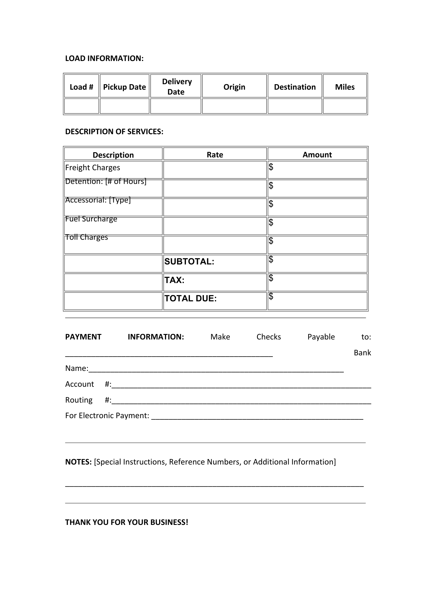 TRUCKING INVOICE - BROWN GIRL ESSENTIALS
