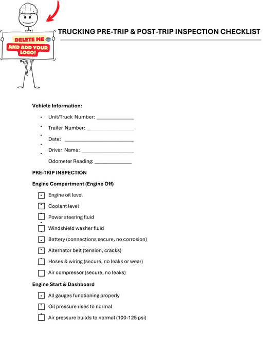 Pre-Trip & Post-Trip Inspection Checklist - BROWN GIRL ESSENTIALS