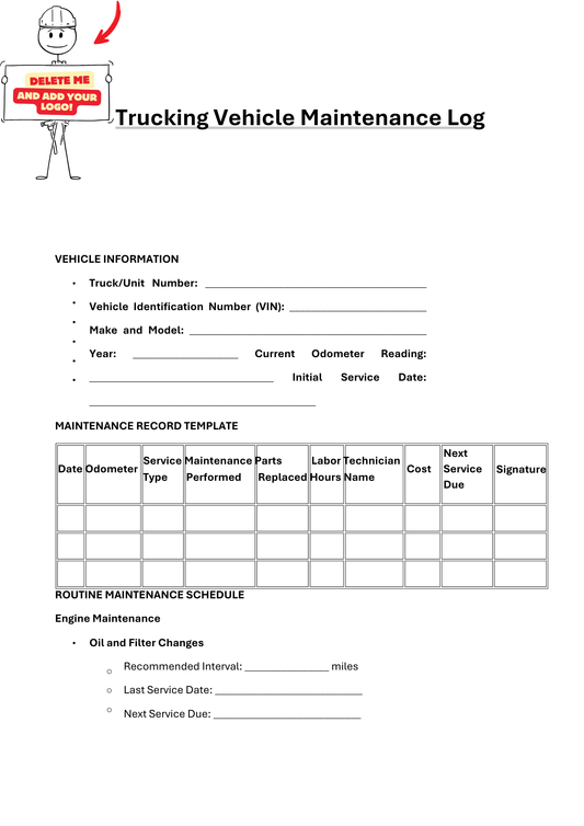 TRUCKING VECHILE MAINTENANCE LOG - BROWN GIRL ESSENTIALS
