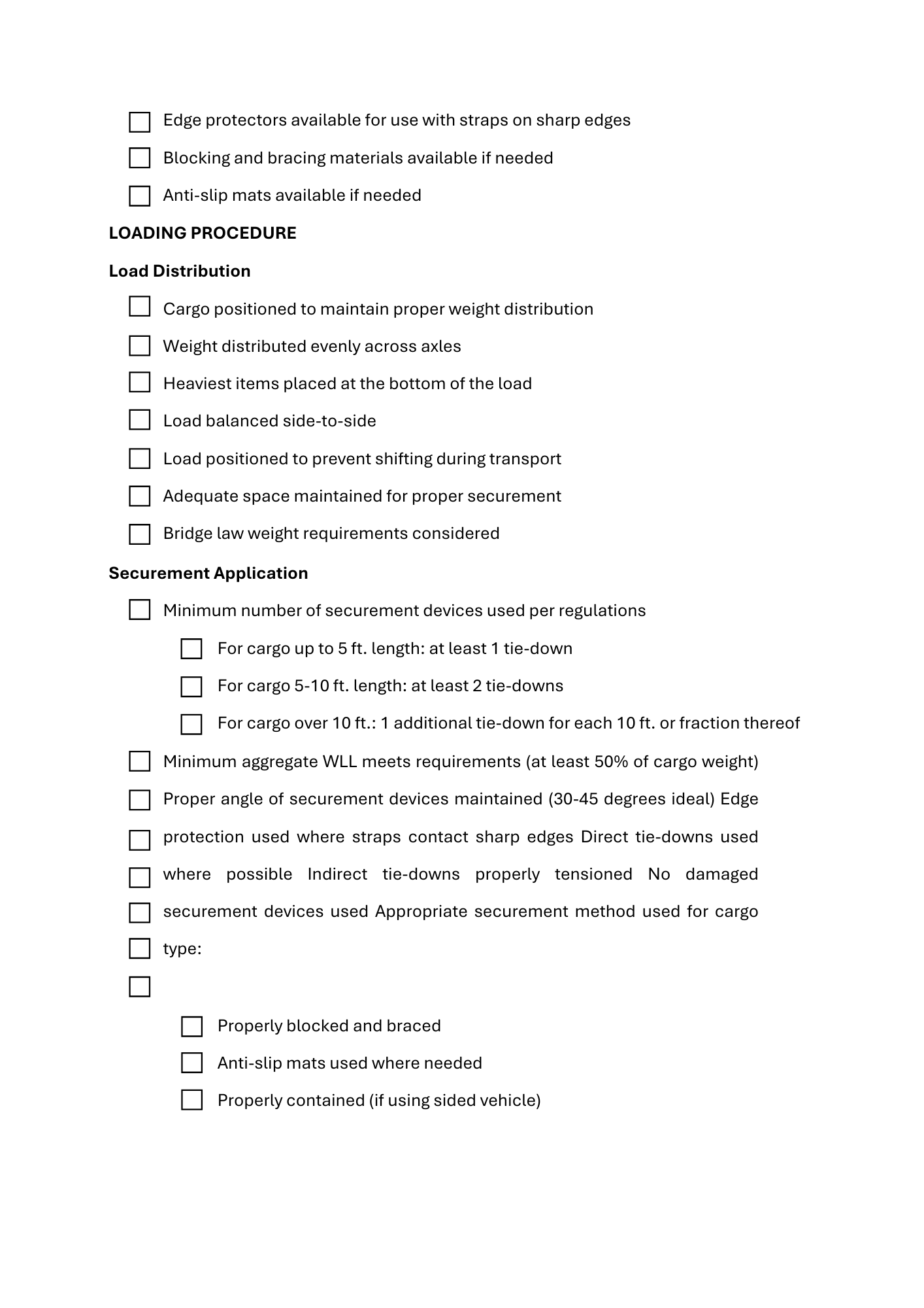 Cargo Securement Checklist - BROWN GIRL ESSENTIALS