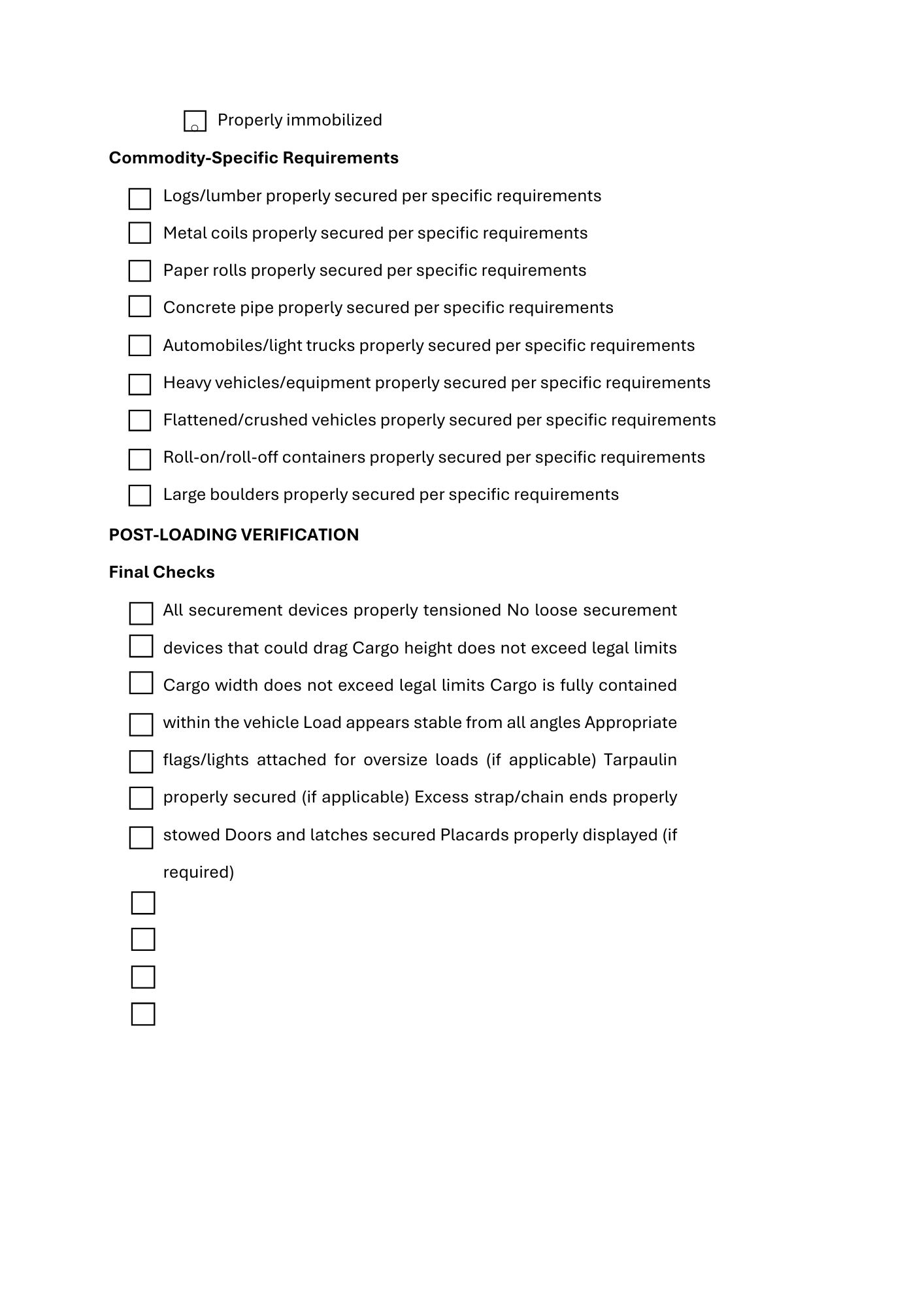 Cargo Securement Checklist - BROWN GIRL ESSENTIALS