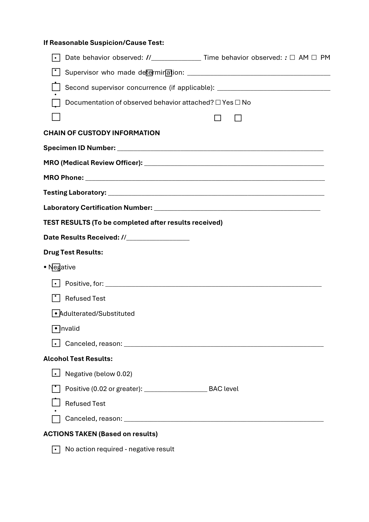 DOT Drug & Alcohol Testing Compliance Form - BROWN GIRL ESSENTIALS