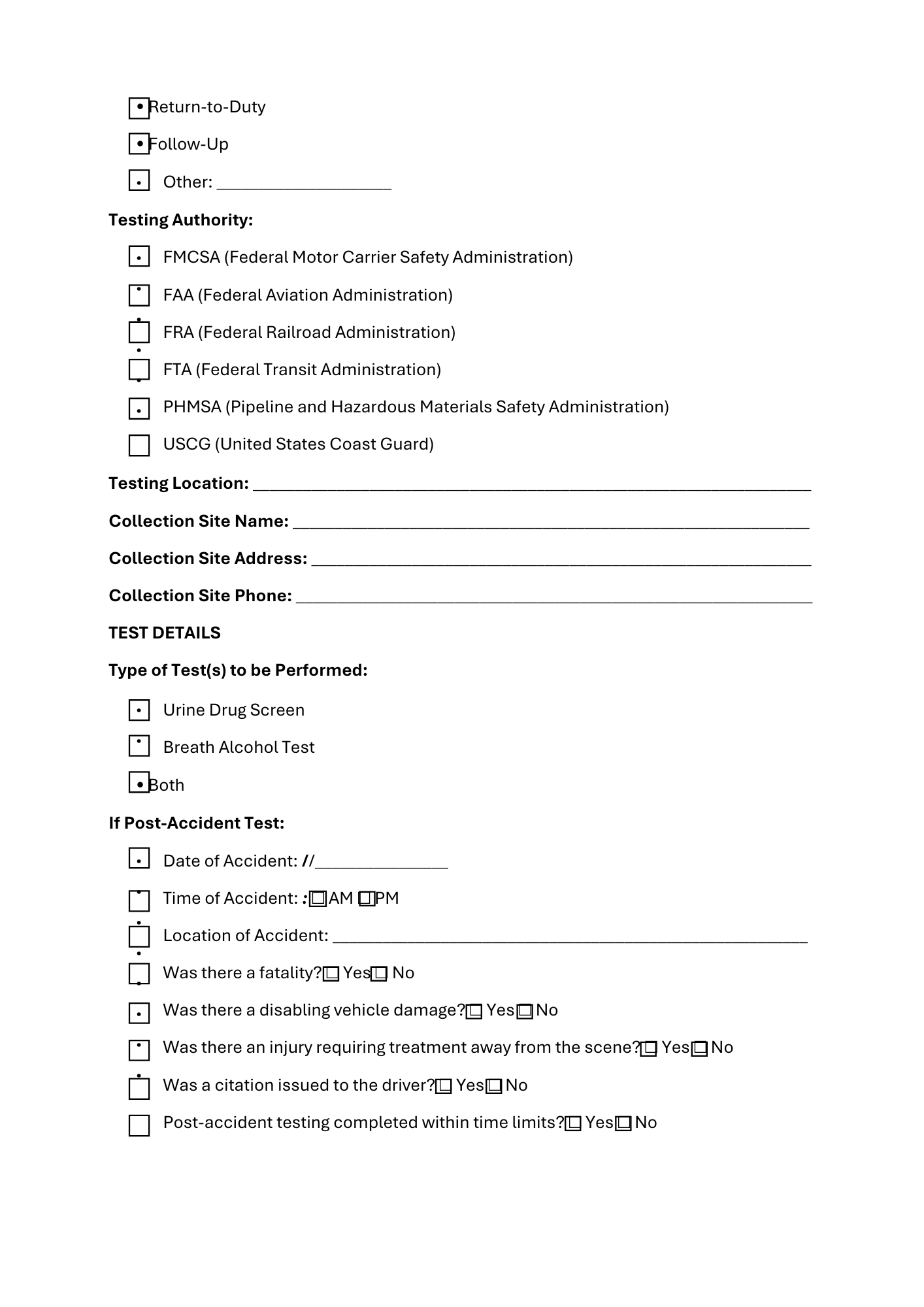DOT Drug & Alcohol Testing Compliance Form - BROWN GIRL ESSENTIALS